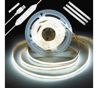 Enteenly Ruban LED COB 2 m, Rétroéclairage TV USB 5V avec Variateur et Fonction Mémoire, Ruban LED Dimmable Sans Points pour Éclairage Bias TV, Meuble et Ambiance, 6500K