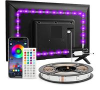 Enteenly Ruban LED TV 3 m, Bande Lumineuse LED Rétroéclairage TV 40-65 in, 5050 RGB USB avec Télécommande, DIY, Rythme de Musique Contrôlé
