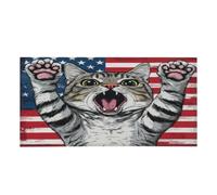 Entemne 1 housse de lumière fluorescente avec motif pattes de chat et drapeau américain, filtre diffuseur magnétique pour salle de ureau, éclairage de maison, 120 x 60 cm