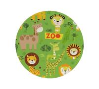 Entemne 1 set de table rond motif animaux du zoo et lion, lavable, résistant à la chaleur, pour fête, décoration d'intérieur, usage quotidien