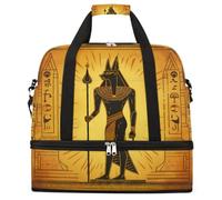 Entemne Anubis Grand sac de voyage pliable avec compartiment à chaussures pour homme et femme Motif peintures murales de l'Égypte ancienne