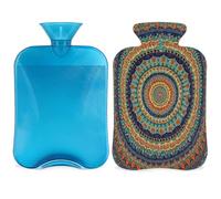 Entemne Bouillotte 2 L Mandala Kaléidoscopique Ethique Floral Bouillotte avec Housse Réutilisable pour Soulagement de la Douleur, Crampes Menstruelles, Douleurs Musculaires Cadeau Chaleur Hiver