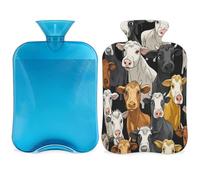Entemne Bouillotte de 2 L avec housse réutilisable - Motif vache - Pour soulager la douleur, les crampes menstruelles, les douleurs musculaires - Cadeau d'hiver