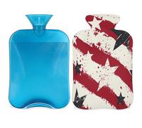 Entemne Bouillotte de 2 L avec motif drapeau des États-Unis, étoiles, jour de l'indépendance, sac de thérapie réutilisable pour soulager la douleur, les crampes menstruelles, les douleurs musculaires