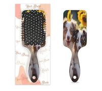 Entemne Brosse à cheveux pour femmes, hommes, filles, garçons, animal chien, tournesol, brosse de massage pour cuir chevelu, peigne à coussin d'air pour cheveux secs et humides démêlant, brosses à