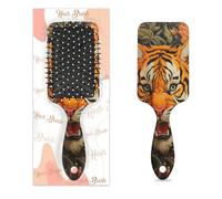 Entemne Brosse à cheveux pour femmes, hommes, filles, garçons, aquarelle, animal, tigre, fleur, art du cuir chevelu, brosse de massage à coussin d'air, peigne pour cheveux humides et secs, démêlant