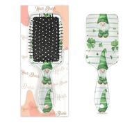Entemne Brosse à cheveux pour femmes, hommes, filles, garçons, fête de patron, gnomes mignons, trèfle, brosse de massage du cuir chevelu, peigne à coussin d'air pour cheveux humides et secs, démêlant