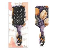 Entemne Brosse à cheveux pour femmes, hommes, filles, garçons, fleurs violettes, Macron, dessert, brosse de massage du cuir chevelu, peigne à coussin d'air pour cheveux humides et secs, démêlant