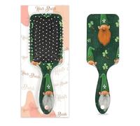 Entemne Brosse à cheveux pour femmes, hommes, filles, garçons, gnomes mignons de la Saint-Patrick, trèfle, brosse de massage du cuir chevelu, peigne à coussin d'air pour cheveux humides et secs