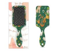 Entemne Brosse à cheveux pour femmes, hommes, filles, garçons, mignons, chiens de la Saint-Patrick, trèfles, brosse de massage du cuir chevelu, peigne à coussin d'air pour cheveux secs et humides