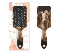 Entemne Brosse à cheveux pour femmes, hommes, filles, garçons, motif floral, animal chien, brosse de massage pour cuir chevelu, peigne à coussin d'air pour cheveux secs et humides démêlant, brosses à