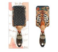 Entemne Brosse à cheveux pour femmes, hommes, filles, garçons, motif floral tigre, brosse de massage pour cuir chevelu, peigne à coussin d'air pour cheveux humides et secs démêlant, antistatique