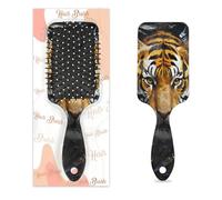Entemne Brosse à cheveux pour femmes, hommes, filles, garçons, motif tigre, peinture du cuir chevelu, brosse de massage à coussin d'air, peigne pour cheveux secs et mouillés, démêlant, antistatique