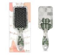 Entemne Brosse à cheveux pour femmes, hommes, filles, garçons, rustique, motif trèfle, trèfle, brosse de massage du cuir chevelu, peigne à coussin d'air pour cheveux humides et secs, démêlant