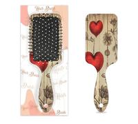 Entemne Brosse à cheveux pour femmes, hommes, filles, garçons, Saint-Valentin, cœurs, vintage, grain de bois, brosse de massage pour cuir chevelu, peigne à coussin d'air pour cheveux secs et mouillés