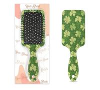 Entemne Brosse à cheveux pour femmes, hommes, filles, garçons, trèfles verts, trèfle, brosse de massage pour cuir chevelu, peigne à coussin d'air pour cheveux secs et humides démêlant, brosses à