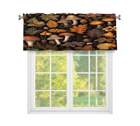 Entemne Cantonnière courte pour fenêtre de cuisine, motif feuilles d'automne et champignons, 137,2 x 45,7 cm, filtrant la lumière, rideau de ferme pour chambre à coucher, salon, salle à manger