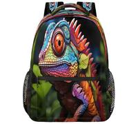 Entemne Grand sac à dos d'école pour garçons et filles - Caméléon coloré - Grand sac à dos pour école primaire et secondaire - Imperméable et léger - Pour adolescents, voyage, randonnée