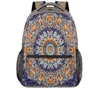 Entemne Grand sac à dos d'école pour garçons et filles - Mandala floral éthique - Grand sac à dos pour école primaire et secondaire - Imperméable et léger - Pour adolescents, voyage, randonnée