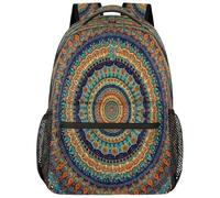 Entemne Grand sac à dos d'école pour garçons et filles - Mandala kaléidoscopique éthique floral - Grand sac à dos pour école primaire secondaire - Imperméable et léger - Pour adolescents, voyage