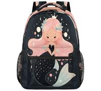 Entemne Grand sac à dos d'école pour garçons et filles - Motif poisson sirène mignon - Pour l'école primaire et secondaire - Imperméable et léger - Pour adolescents, voyage, randonnée