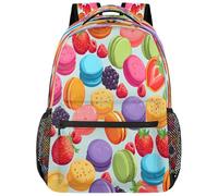 Entemne Grand sac à dos imperméable et léger pour garçons et filles - Motif fruits macron colorés - Grand sac à dos pour l'école primaire et secondaire