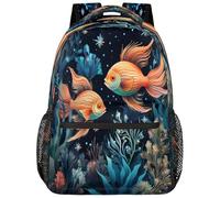 Entemne Grand sac à dos imperméable et léger pour garçons et filles - Poisson doré - Grand sac à dos pour école primaire et secondaire - Sac à livres pour adolescents, voyage, randonnée