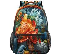 Entemne Grand sac à dos pour garçons et filles - Motif fleur de dahlia de chrysanthème - Grand sac à dos pour école primaire et secondaire - Imperméable et léger - Pour adolescents, voyage, randonnée