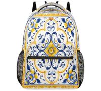 Entemne Grand sac à dos vintage pour garçons et filles - Motif fleurs du Maroc - Pour l'école primaire et secondaire - Imperméable et léger - Pour adolescents, voyage, randonnée