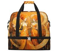 Entemne Grand sac de voyage pour femme et homme africain, peinture artistique, sac fourre-tout pliable avec compartiment à chaussures, sac fourre-tout léger pour la nuit