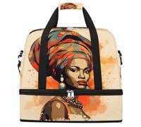 Entemne Grand sac de voyage pour femme et homme ethnique, bohème, africain, peinture artistique, sac fourre-tout pliable avec compartiment à chaussures, sac fourre-tout léger pour la nuit