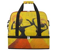 Entemne Grand sac de voyage pour femme et homme vintage africain pliable avec compartiment à chaussures, sac fourre-tout léger à porter pour la nuit
