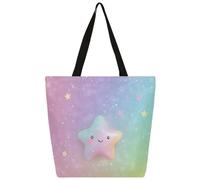 Entemne Grand sac fourre-tout en toile arc-en-ciel ombré avec poche zippée réutilisable et respectueux de l'environnement pour le travail, les voyages, un usage quotidien