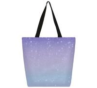 Entemne Grand sac fourre-tout en toile violet et bleu ombre-sac d'épicerie avec poche à fermeture éclair réutilisable et respectueux de l'environnement pour le travail, les voyages, un usage quotidien
