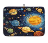 Entemne Grand tapis de séchage pour vaisselle 45 x 60 cm Système solaire Univers Planète Tapis de séchage pour comptoir de cuisine Absorbant Résistant à la chaleur Tapis d'égouttoir