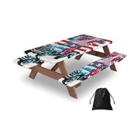 Entemne Independence Day Housse de table de pique-nique avec 2 housses de banc, 1,5 m