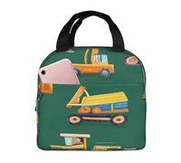 Entemne Joli sac à déjeuner isotherme pour hommes, femmes, enfants, motif véhicules de chantier, petit sac isotherme et étanche pour le travail, le pique-nique, l'école