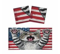 Entemne Lot de 2 housses de lumière fluorescentes avec motif pattes de chat et drapeau américain, filtre diffuseur magnétique anti-éblouissement pour salle de ureau, éclairage à la maison