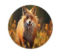 Entemne Lot de 2 petits tapis de souris ronds avec base en caoutchouc antidérapant et motif renard sauvage 20 cm