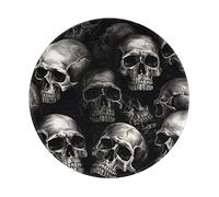 Entemne Lot de 2 petits tapis de souris ronds pour Halloween, motif tête de mort, gothique, base en caoutchouc antidérapant, 20 cm, tapis de souris d'ordinateur portable lavable pour bureau