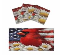 Entemne Lot de 3 housses de lumière fluorescentes avec motif oiseau rouge, drapeau américain, marguerites, diffuseur magnétique avec filtre anti-éblouissement, pour salle de ureau, éclairage