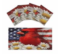 Entemne Lot de 4 housses de lumière fluorescentes avec motif oiseau rouge, drapeau américain, marguerites, diffuseur magnétique avec filtre anti-éblouissement, pour salle de ureau, éclairage