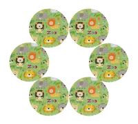 Entemne Lot de 6 sets de table ronds lavables et résistants à la chaleur Motif animaux du zoo, lion, éléphant, pour fête, décoration d'intérieur, usage quotidien
