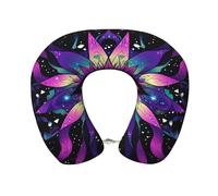 Entemne Oreiller de voyage en mousse à mémoire de forme avec motif de mauvais œil, coussin confortable en forme de U pour enfants, adultes, avions, voitures, bureau, avec taie d'oreiller amovible