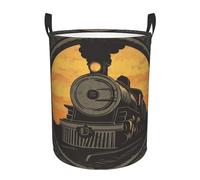Entemne Paniers à linge pliables, vieux train à vapeur, petit panier à linge avec poignées, panier à linge sale portable pour salle de bain, dortoir, chambre d'enfant, panier de rangement de jouets