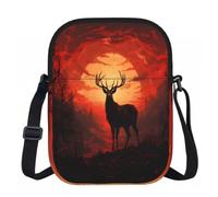 Entemne Petit sac à bandoulière en forme d'animal, cerf, lapin, forêt, oiseau, floral, sac à main léger pour téléphone avec 3 poches et sangle réglable pour homme et femme, usage quotidien, Peinture