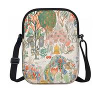 Entemne Petit sac à bandoulière en forme d'animal, cerf, lapin, forêt, oiseau, floral, sac à main léger pour téléphone avec 3 poches et sangle réglable pour homme et femme, usage quotidien, Peinture