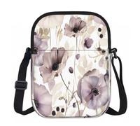 Entemne Petit sac à bandoulière en forme d'animal, cerf, lapin, forêt, oiseau, floral, sac à main léger pour téléphone avec 3 poches et sangle réglable pour homme et femme, usage quotidien, Fleurs de
