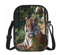 Entemne Petit sac à bandoulière Forest King Tiger - Léger - Imperméable - Petit sac à main à bandoulière avec 3 poches et sangle réglable pour homme et femme - Usage quotidien, Tigre de l'Amour