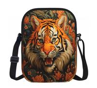 Entemne Petit sac à bandoulière Forest King Tiger - Léger - Imperméable - Petit sac à main à bandoulière avec 3 poches et sangle réglable pour homme et femme - Usage quotidien, Aquarelle Animal Tigre